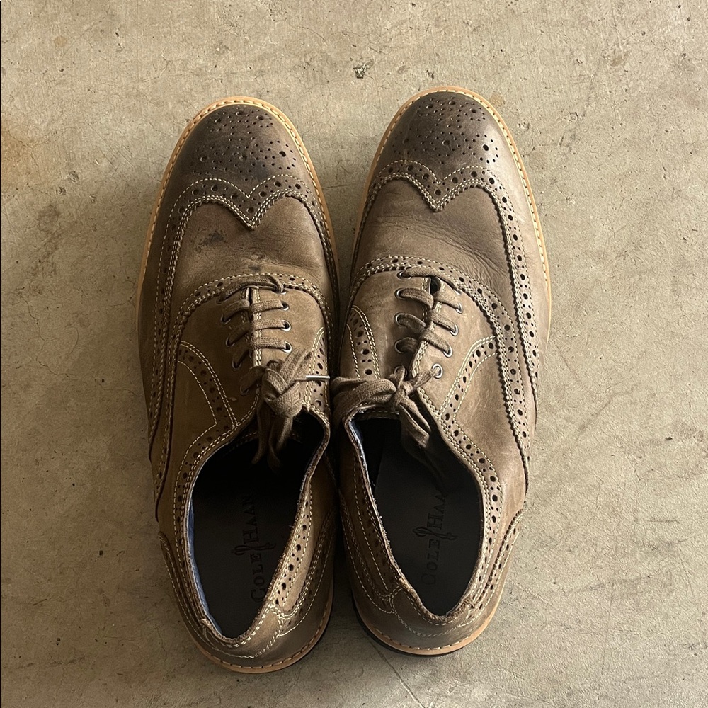Cole Haan Men's Tan Wingtip Derby Shoes